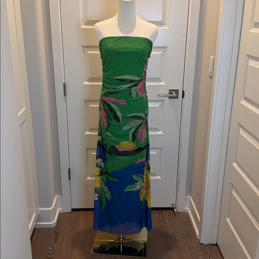 FARM Rio Strapless Green and Blue Dress Size S - Picture 5 of 9